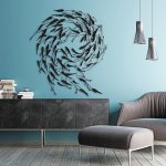 Contemporary Metal Fish Wall Art Sculpture - Coastal Home Decor Earth Day Animal Theme No Electricity Required - Elegant Hanging