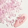 30pcs Pink Candy Ribbon Bows 3D Nails Charms Clear Jelly Rhinestones Nail Accessories Summer DIY Nails Art Decoration