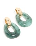 Goldair Gold Green Marbled Acrylic Doorknocker Drop Earrings