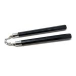 Nunchaku Black Octagonal Wood - Chain With Ball Bearing 12