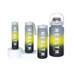 4 Piece Water Bottle Set Black Yellow & Grey