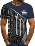 Mechanic Tool Print T-Shirt Men's Casual Street Style Stretch Round Neck Tee Shirt For Summer