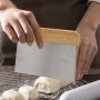 Versatile Stainless Steel Dough Cutter With Wooden Handle - Perfect For Noodles Rice And Cake Baking