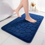 1PC Pebble Non-slip Bath Mat Memory Foam Super Water Absorption Floor Rug Thick Comfortable & Soft Bath Cobblestone Embossed Car
