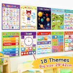 18 Themes-early English A3 Big Cards Abc Letter Animal Numbers weather Learning Chart Kindergarten Supplies Classroom Decor Sc