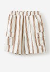 Cotton On Landon Cargo Short - Dark Vanilla taupy Brown Stripe