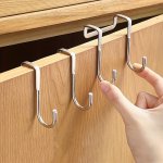 2PCS Stainless Steel Over-the-door Hooks - Rustproof Polished Finish For Hanging Clothes Towels & More In Kitchen Bathroom Bedro