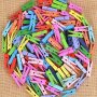 100PCS Colorful Wooden Clothespins MINI Birch Wood Clips For Diy Crafts Photo Hanging Note Pegs Vintage Rustic Style 2.5 CM/0.98 Inches