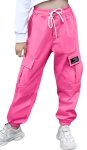 Sangtree Womens Cargo Pants Elastic Waist Drawstring Tapered Jogger Pants With Pockets For Women Rose Red XL