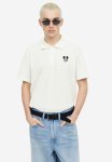 Regular Fit Embroidery-detail Polo Shirt - White Mickey Mouse