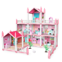 Dollhouse-pink Princess Castle Building Diy Gift Set And Miniature Play Cat