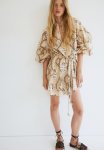 Macram -belt Dress - Beige Patterned