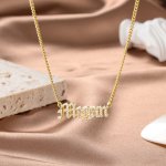 CNE107504G - Diamante Encrusted Gold Plated Sterling Silver Name Necklace