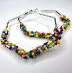 Colourful Beaded Large Hexagon Hoop Earrings - Factory Plaza