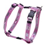 Rogz Pupz Reflecto Small 11mm Reflective Puppy H-harness Pink Bones