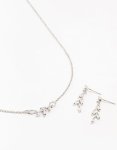 Silver Olive Branch Necklace & Earrings Set