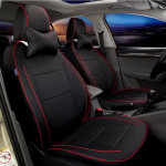 Universal Fit Luxury Black And Red Leather Car Seat Covers