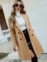 Solid Double Breasted Lapel Overcoat Elegant Long Sleeve Winter Warm Outwear Women's Clothing