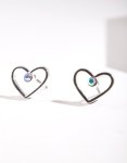Silver Cut Out & Diamante Heart Stud Earring