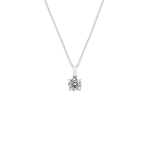 Chet Sterling Silver Cubic Zirconia Classic Solitaire Pendant Necklace