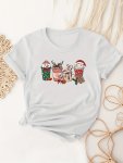 Christmas Graphic Print Crew Neck T-Shirt Casual Short Sleeve Top For Spring & Summer Women's Clothing