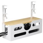 Punmoy Under Desk Cable Management Box With Lid Large Cable Management Tray Cord Organizer For Desk With Adjustable Clamps For H