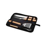 4 Piece Braai Utensils Set Brown