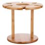 Bamboo Wine Rack With Bottle Holder & 6 Glass Hooks - Natural Wood