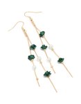 Goldair Gold Pearl & Black Rose Chain Drop Earrings