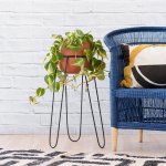 Hairpin Plant Stand - Black - Black Stand With Terracotta Moon Planter Excl. Plant