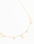 Waterproof Gold Plated Stainless Steel Cubic Zirconia Heart Floral Pendant Necklace
