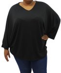 Ladies Plain Batwing Top - 60 Black