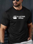 Men's Casual Short Sleeve T-Shirt Polyester Knit Fabric Regular Fit Crew Neck Tee With Geometric Applique Summer Fashion Slight