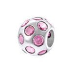 B1-C5029 - 925 Sterling Silver Cz Stone European Charm Bead - Pink Cz Stone
