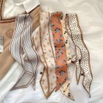 4PCS Retro Printed Headband Hair Tie Long Silky Scarf Ponytail Holder Hair Styling Accessories For Women