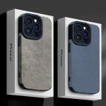 Fashion Luxury Pu Leather Matte Phone Case Soft Bumper Shockproof Lens Protection Cover