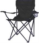 Totally Camping Chair Black - Strong And Durable Steel Frame Construction Lightweight Polyester Arms Back And Seat Built-in Drink And Magazine Hold
