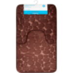 Brown Embossed Foam Bath Mat Set 2 Piece
