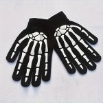 1PAIR Luminous Full Finger Gloves Winter Stretch Knitted Mechanic Gloves With Ghost Paw For Halloween Party