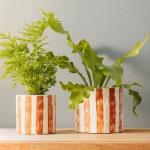 Planter Natural Bold Stripe Autumn - Medium 17.5X15.5CM