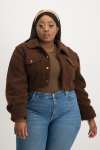 Chloe Cropped Teddy Jacket - Pinecone - XL