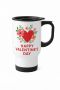 Happy Valentine's Day Floral Heart Tea Coffee Travel Mug