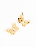 Goldair Gold Multi Layered Butterfly Stud Earrings