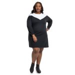 Plus Size Milk And Black Colourblock Dress