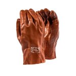 Brown Rough Pvc Gloves 27CM Open Cuff