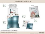 Kids Duvet Set Blue Checkered Little Farmer Set Tractor