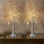 1PC Lighted Birch Tree For Home Decor Warm White LED Tree USB Powered Battery Operated Tabletop MINI Artificial Tree With Lights