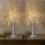 1PC Lighted Birch Tree For Home Decor Warm White LED Tree USB Powered Battery Operated Tabletop MINI Artificial Tree With Lights Perfect For Christmas