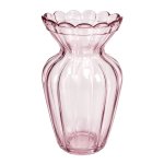 Glass Vase Dusty Pink Scalloped Rim