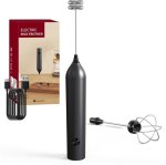 Electric Milk Frother USB Rechargeable Handheld Drink Mixer With 2 Whisks Black Abs Coil Whisk